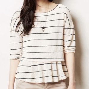 ✨ Anthropologie Striped Peplum Knit Top Sz M